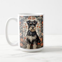 Caneca De Café Schnauzer Elegante Floral Inspirado em William Mor