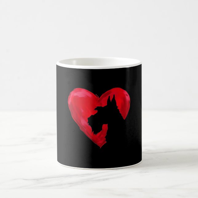 Caneca De Café Schnauzer Heart Silhouette Dia de os namorados Dog (Centro)