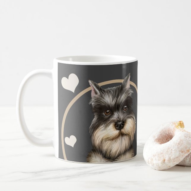 Caneca De Café Schnauzer Puppy Cachorro Cada Cachorro Que Você Fa (Com Donut)