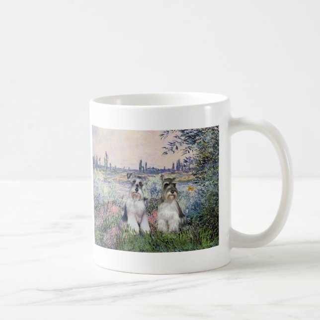 Caneca De Café Schnauzers (dois) - À Beira do Sena (Direita)