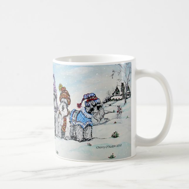 Caneca De Café Schnauzers no inverno (Direita)