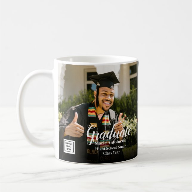 Caneca De Café School Logo Graduate Photo Graduation (Esquerda)