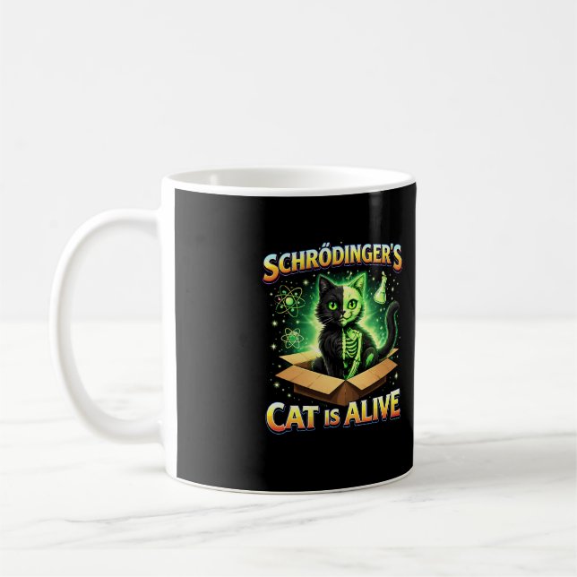 Caneca De Café Schrödinger’s Curious Cat (Esquerda)