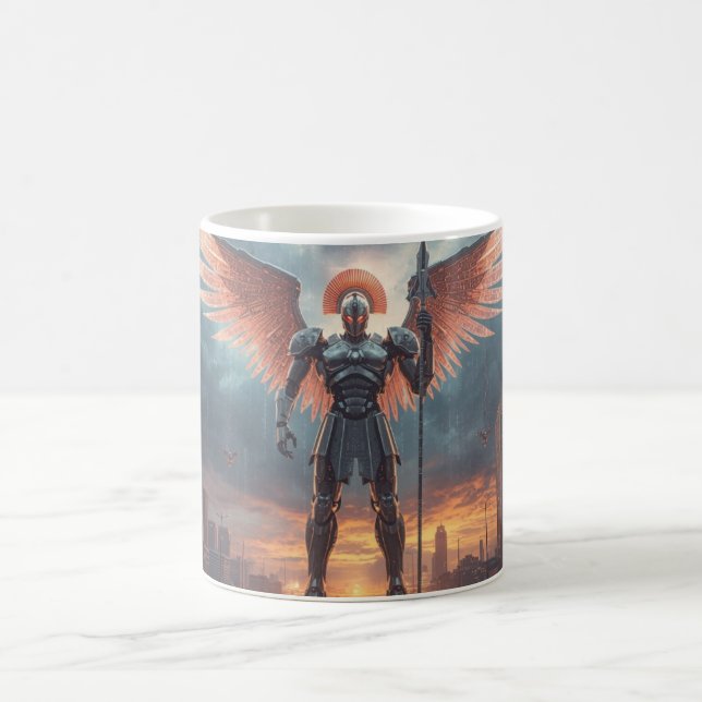Caneca De Café Sci-Fi Fantasy Cyberpunk Mug. Sentinel of Crimson (Centro)