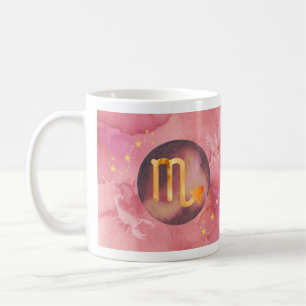 Caneca De Café Scorpio Red Watercolor Astrologia Zodiac Sinal Mug