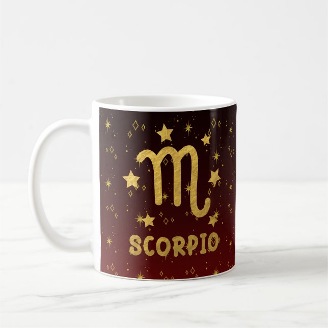 Caneca De Café Scorpio Zodiac Red e Dourada Astrologia Mug (Esquerda)