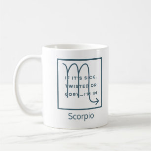 Caneca De Café Scorpio Zodiac Sinal Diário Cotação Texto Azul Ani