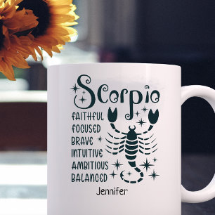 Caneca De Café Scorpio Zodiac Traços Personalizados Horoscópio