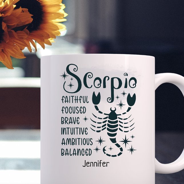 Caneca De Café Scorpio Zodiac Traços Personalizados Horoscópio (Criador carregado)