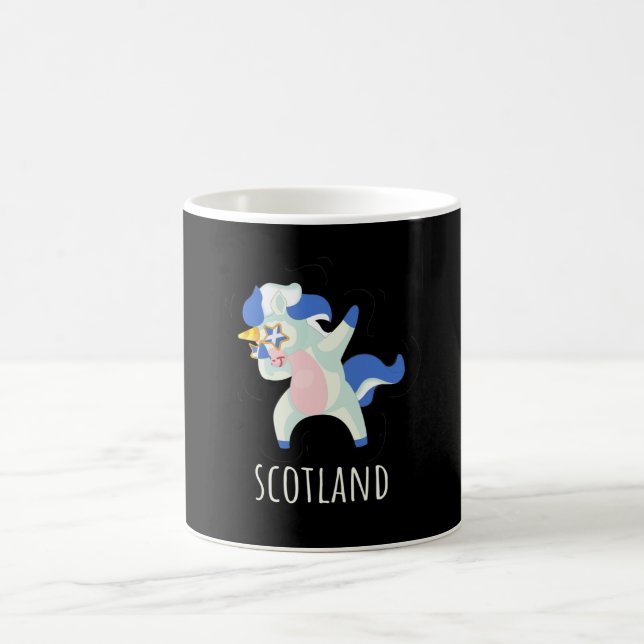 Caneca De Café Scotland Flag Dabbing Unicorn (Centro)