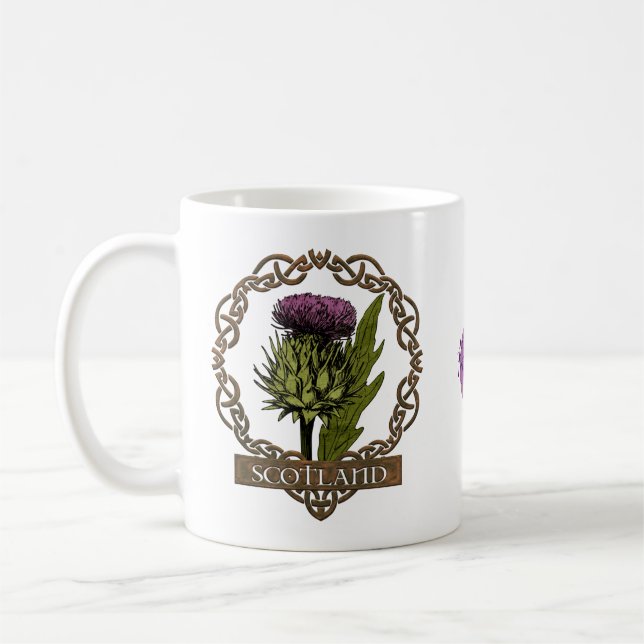 Caneca De Café Scotland Scottish Thistle Celtic Knox Monogramas (Esquerda)