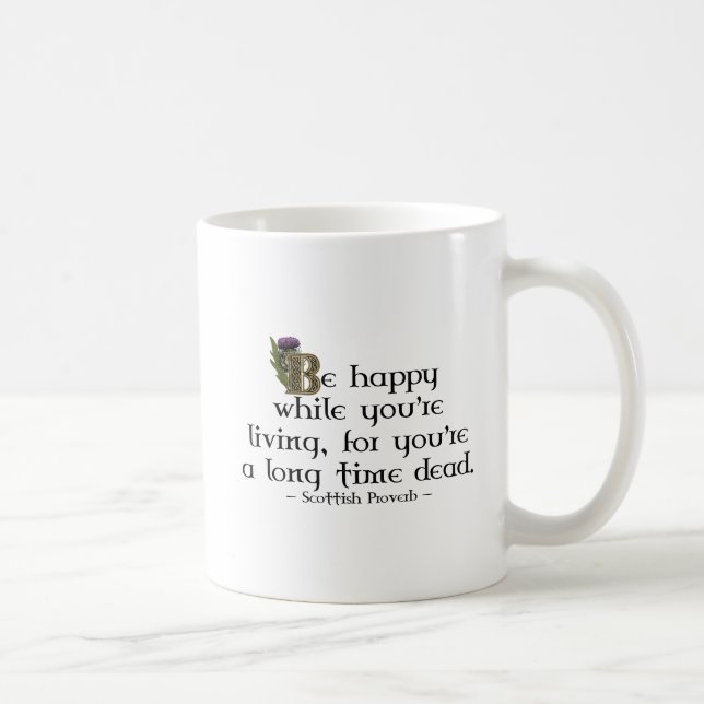 Caneca De Café Scotland Scottish Thistle Dourado Celtic Knots (Direita)