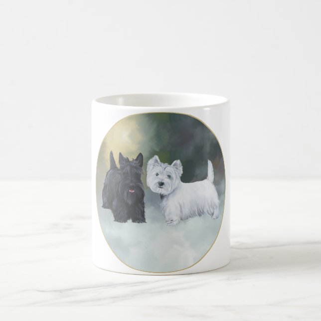 Caneca De Café Scottie Westie Wintertime (Centro)
