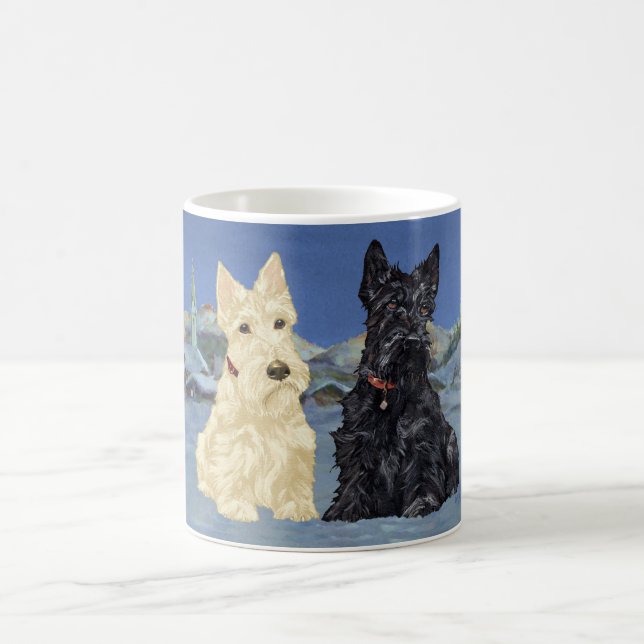 Caneca De Café Scotties Pretos de Trigo de Natal (Centro)