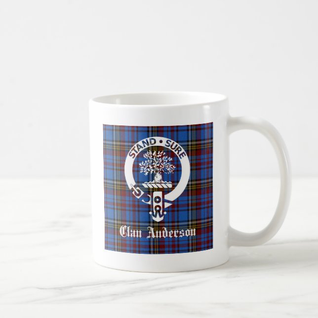 Caneca De Café Scottish Clan Anderson Crest & Tartan (Direita)