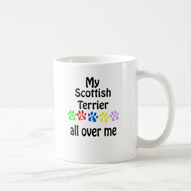 Caneca De Café Scottish Terrier Walks Design (Direita)