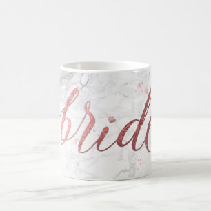 Caneca De Café Script Bride/Faux Rosa Dourado/Moderno do PixDezin