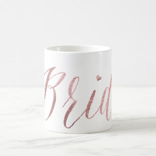 Caneca De Café Script Bride/Faux Rosa Dourado/Moderno do PixDezin