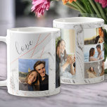 Caneca De Café Script de Amor - 5 Colagem Fotográfica no Mármore<br><div class="desc">caneca de café na moda que você pode personalizar com 5 de suas fotos favoritas. O modelo está pronto para que você adicione suas fotos, trabalhando da esquerda para a direita. Suas fotos estão posicionadas contra uma moderna mármore aquarela em cinza e branco, com um elegante design geométrico em cinzas...</div>