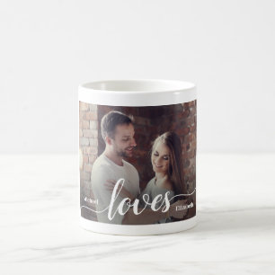 Caneca De Café Script de Amor de Fotografia de Casais Personaliza