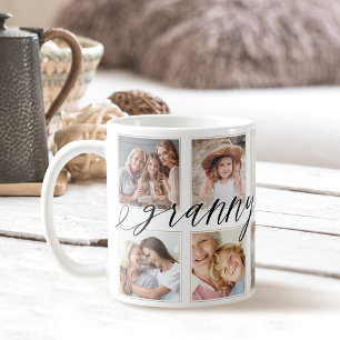 Caneca De Café Script de avó moderna   Colagem de Fotografias de 