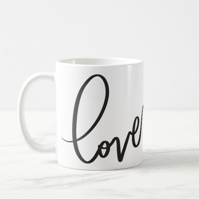Caneca De Café Script de Caligrafia Manuscrita amor  (Esquerda)