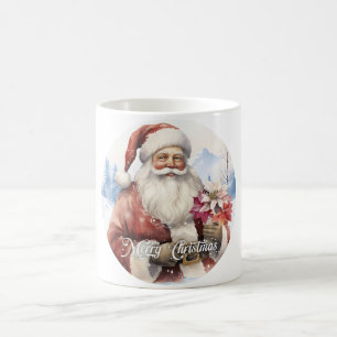 Caneca De Café Script de Ilustração do Pai Natal Clássico de Trad