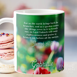 Caneca De Café Script de Jardim de Tulip Personalizado