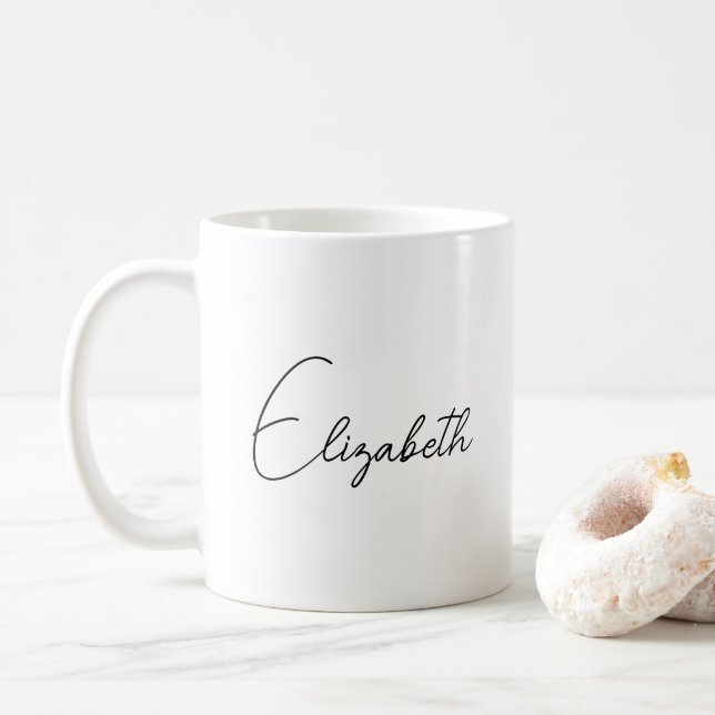 Caneca De Café Script de Modelo Elegante Personalizado Adicionar  (Com Donut)
