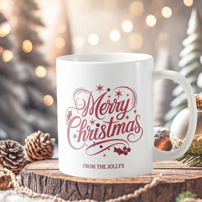 Caneca De Café Script de Natal Moderno Personalizado (Criador carregado)