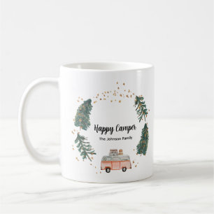 Caneca De Café Script de Nome da Família Whimsic Cute de Camper F
