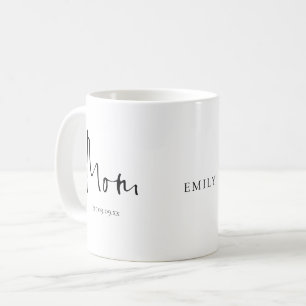 Caneca De Café Script do Nome da Data da Última Mãe