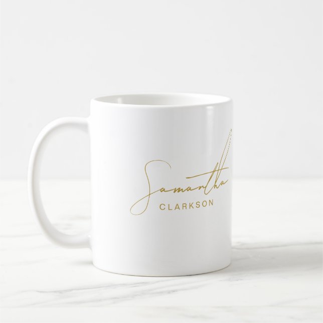 Caneca De Café Script Dourado manual profissional simples (Esquerda)