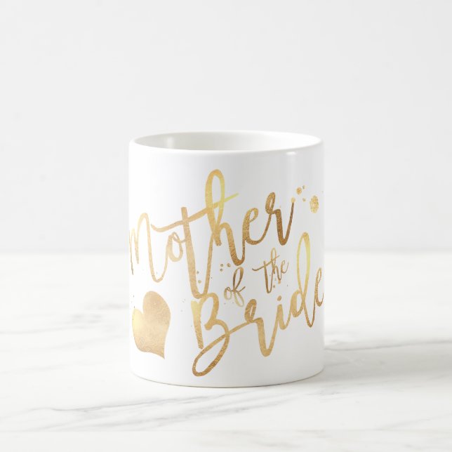 Caneca De Café Script Dourado PixDezines da Mãe de Noiva/Faux (Centro)
