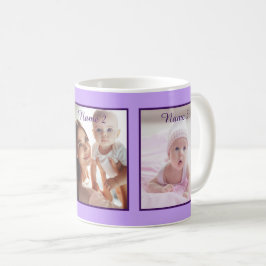 Caneca De Café Script Elegante Lilac Elegant de Três Fotografias