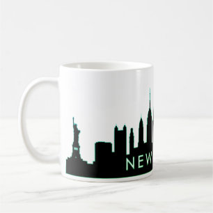 Caneca De Café Script Elegante Preto da Silhouette Skyline de Nov