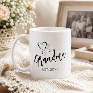 Caneca De Café Script Escrito à Mão Avó Ano de Fundação