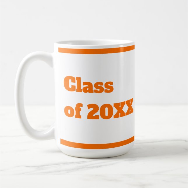Caneca De Café Script Laranja de Graduação Moderna (Esquerda)