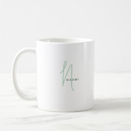 Caneca De Café Script Minimalista | Monograma Personalizado e Nom