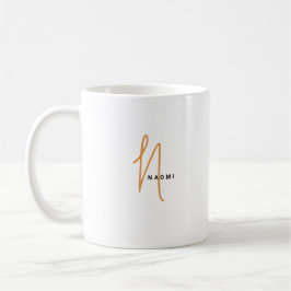 Caneca De Café Script Minimalista | Monograma Personalizado e Nom