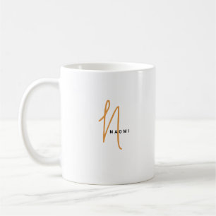 Caneca De Café Script Minimalista   Monograma Personalizado e Nom
