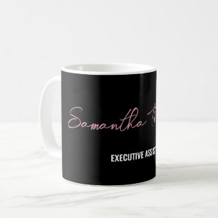 Caneca De Café Script Minimalista Preto-Rosa Moderno