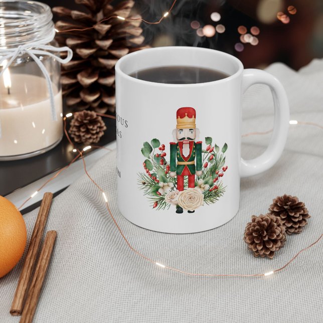 Caneca De Café Script Personalizado do Noz-cracker de Feriados de (Nutcracker Script Christmas Holidays Coffee Mug)