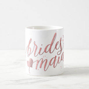 Caneca De Café Script PixDezines Bridesmaid/Faux Rosa Dourado/Mod