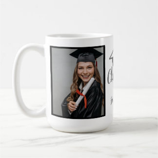 Caneca De Café Script Prata 2026 Foto de Formatura Personalizada