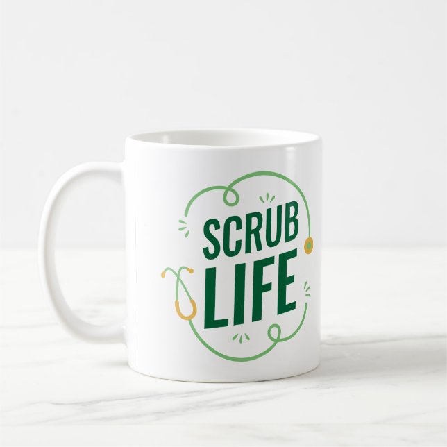 Caneca De Café Scrub Life Mug – Fun Gift for Nurses & Medical Sta (Esquerda)