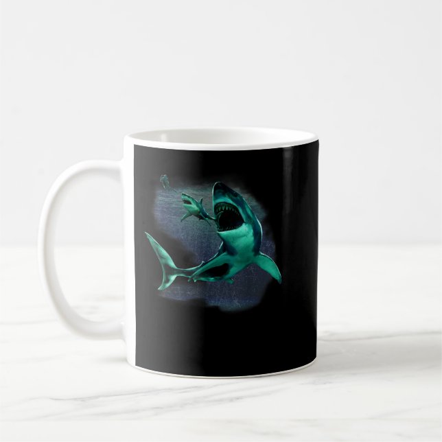 Caneca De Café Scuba Diver, Excelente White Shark e Megalodon Sha (Esquerda)