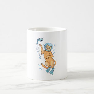 Caneca De Café Scuba Diving Cat Hunting Fish