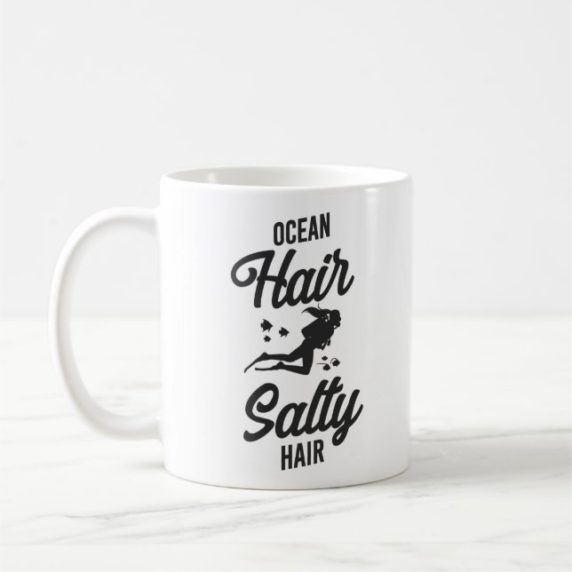 Caneca De Café Scuba Mergulhando Mergulhador Garota do Oceano Ar  (Esquerda)