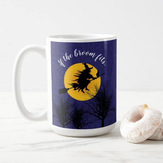 Caneca De Café Se a Vassoura Cabe Funny Halloween (Com Donut)